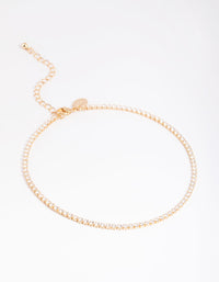 Gold Cubic Zirconia Cupchain Choker - link has visual effect only