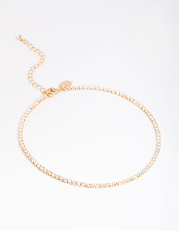 Gold Cubic Zirconia Cupchain Choker