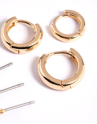 Gold Ball Stud & Huggie Earrings 6-Pack - link has visual effect only