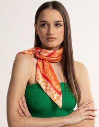 Fabric Bright Orange Floral Scarf - link has visual effect only