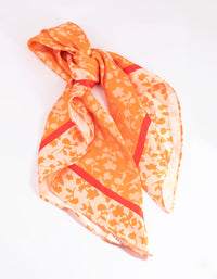 Fabric Bright Orange Floral Scarf - link has visual effect only