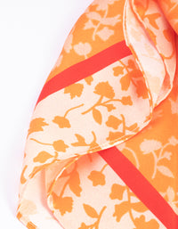 Fabric Bright Orange Floral Scarf - link has visual effect only