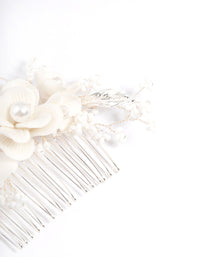 White Large Flower Hair Comb - link has visual effect only