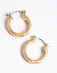 Worn Gold Mini Flower Hoop Earrings - link has visual effect only