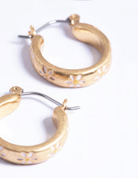 Worn Gold Mini Flower Hoop Earrings - link has visual effect only