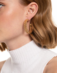 Worn Gold Two Row Circle Hoop Earrings - link has visual effect only