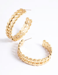 Worn Gold Two Row Circle Hoop Earrings - link has visual effect only