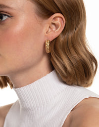 Worn Gold Medium Woven Hoop Earrings - link has visual effect only