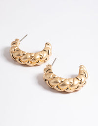 Worn Gold Medium Woven Hoop Earrings - link has visual effect only