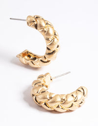 Worn Gold Medium Woven Hoop Earrings - link has visual effect only