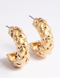 Worn Gold Medium Woven Hoop Earrings - link has visual effect only