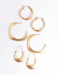 Worn Gold Mixed Shape Pack Hoop Earrings - link has visual effect only