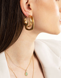 Worn Gold Mixed Shape Pack Hoop Earrings - link has visual effect only