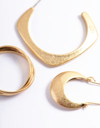 Worn Gold Mixed Shape Pack Hoop Earrings - link has visual effect only