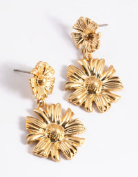 Worn Gold Flower Drop Earrings - link has visual effect only