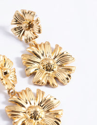 Worn Gold Flower Drop Earrings - link has visual effect only