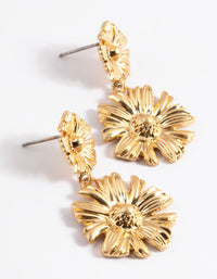 Worn Gold Flower Drop Earrings - link has visual effect only