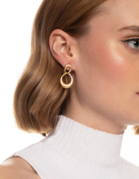 Worn Gold Irregular Link Drop Earrings - link has visual effect only