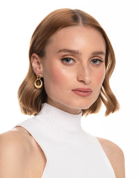 Worn Gold Irregular Link Drop Earrings - link has visual effect only