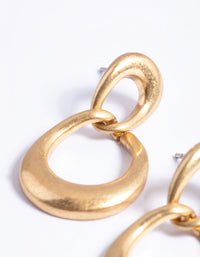 Worn Gold Irregular Link Drop Earrings - link has visual effect only