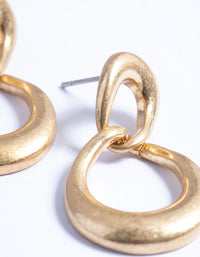 Worn Gold Irregular Link Drop Earrings - link has visual effect only