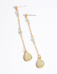 Worn Gold Teardrop Stone Drop Earrings - link has visual effect only