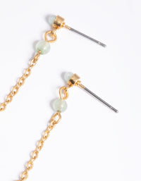 Worn Gold Teardrop Stone Drop Earrings - link has visual effect only