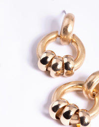 Worn Gold Small Door Knocker Earrings - link has visual effect only