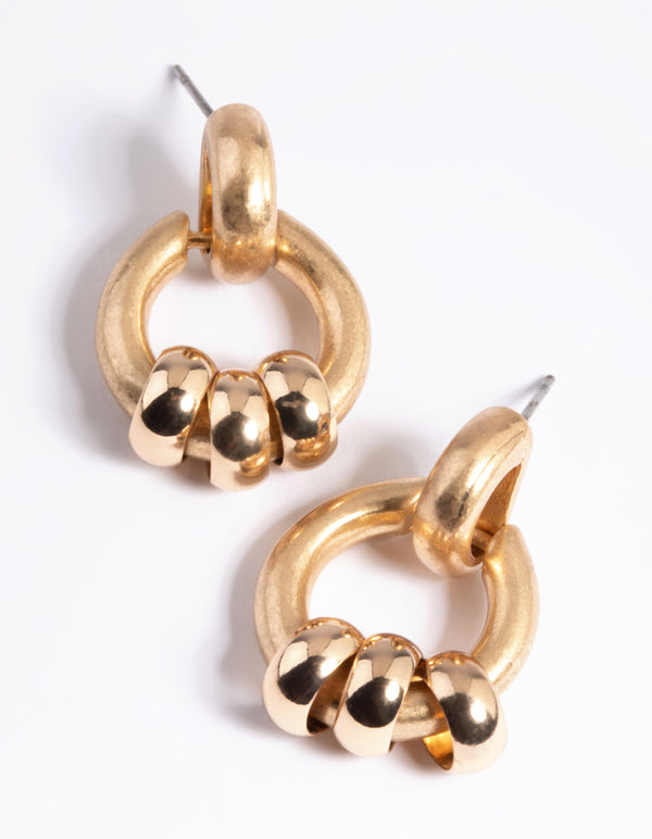 Worn Gold Small Door Knocker Earrings