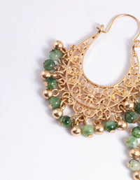 Worn Gold Green Beaded Chandbali Earrings - link has visual effect only