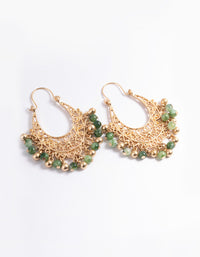 Worn Gold Green Beaded Chandbali Earrings - link has visual effect only