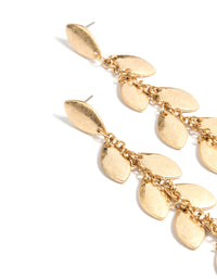 Worn Gold Tassle Drop Stud Earrings - link has visual effect only