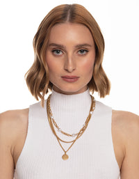 Worn Gold Mix Chain & Pearl Layer Necklace - link has visual effect only