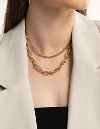 Worn Gold Mix Chain Choker 4-Pack - link has visual effect only