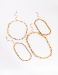 Worn Gold Mix Chain Choker 4-Pack - link has visual effect only