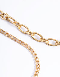 Worn Gold Mix Chain Choker 4-Pack - link has visual effect only