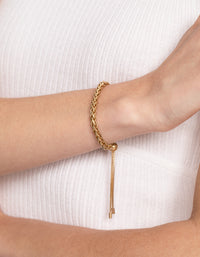 Worn Gold Round Twist Chain Toggle Bracelet - link has visual effect only