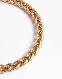 Worn Gold Round Twist Chain Toggle Bracelet - link has visual effect only