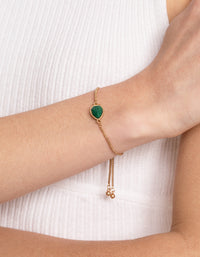 Worn Gold Green Teardrop Toggle Bracelet - link has visual effect only