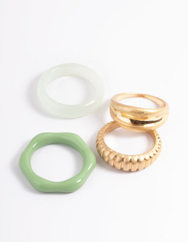 Worn Gold Acrylic Dome & Detail Ring Pack