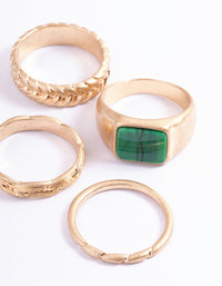 Worn Gold Square & Mix Band Ring Pack - link has visual effect only