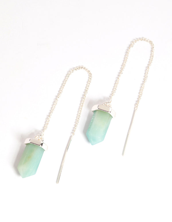 Silver Amazonite Shard Thread Earrings