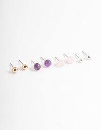 Mixed Metal Graduated Ball Stack Earring Pack - link has visual effect only