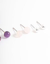 Mixed Metal Graduated Ball Stack Earring Pack - link has visual effect only