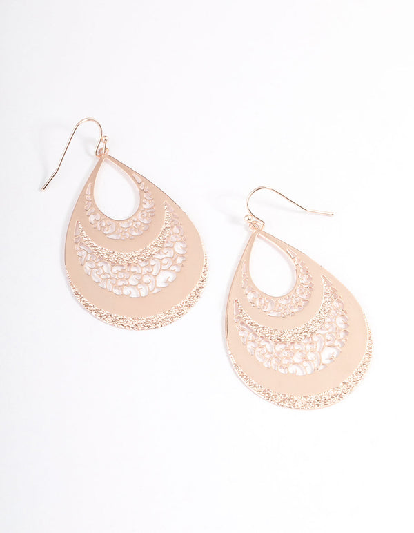 Rose Gold Stamped Drop Earrings