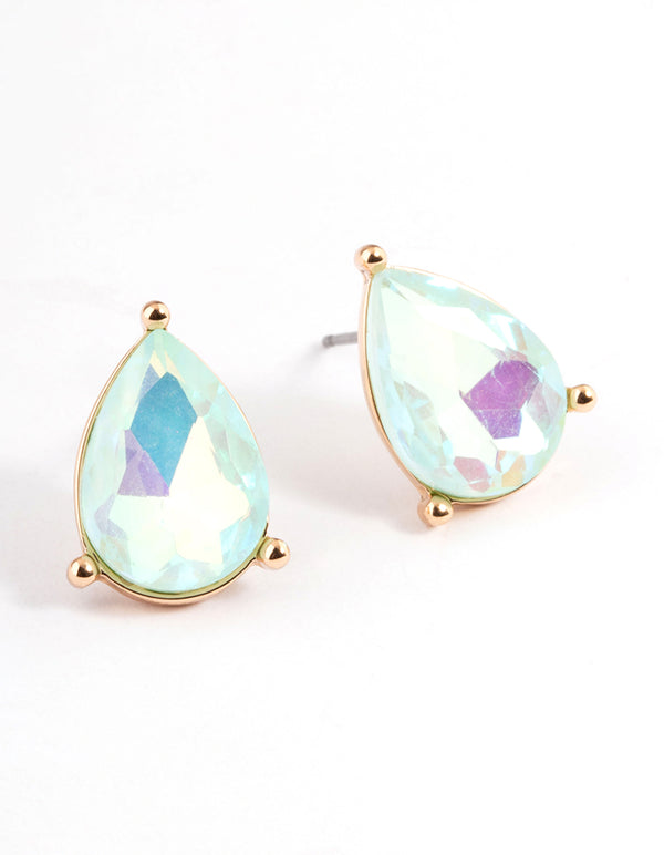 Gold Pear Stud Earrings