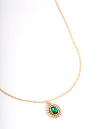 Gold Oval Set Stone Necklace - link has visual effect only