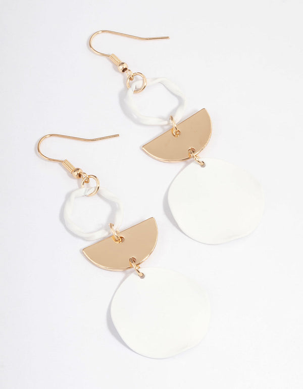 White Open Twist Drop Earrings