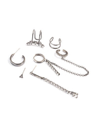 Gunmetal Clear Stone Bar Stud Earring Pack - link has visual effect only