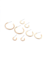 Gold Diamante Multi Size 4-Pack Hoop Earrings - link has visual effect only